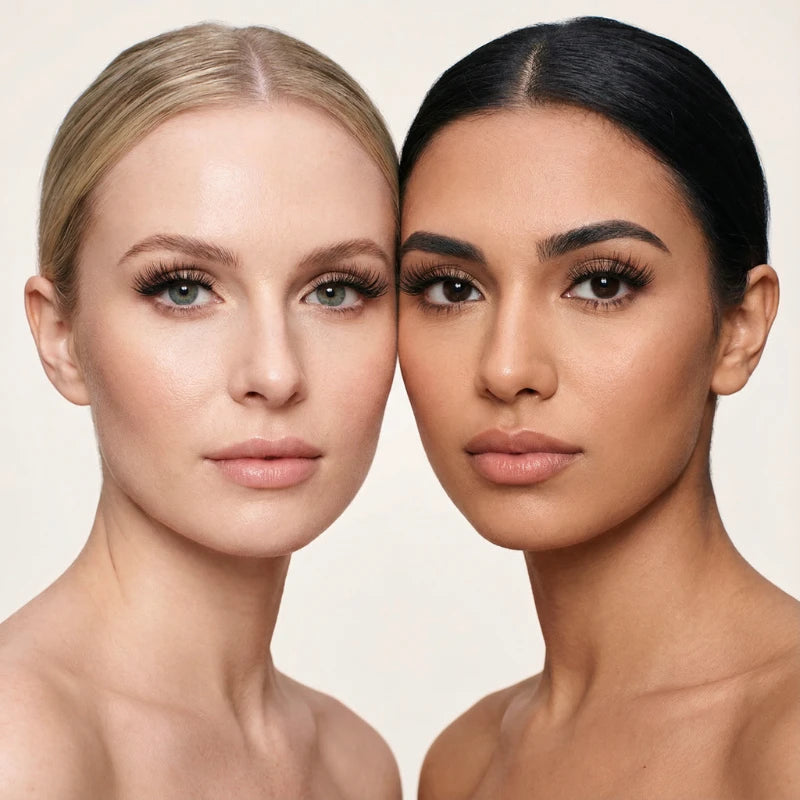 Duas mulheres usando cílios magnéticos modelo Lírio Cortezzo volume e sofisticação