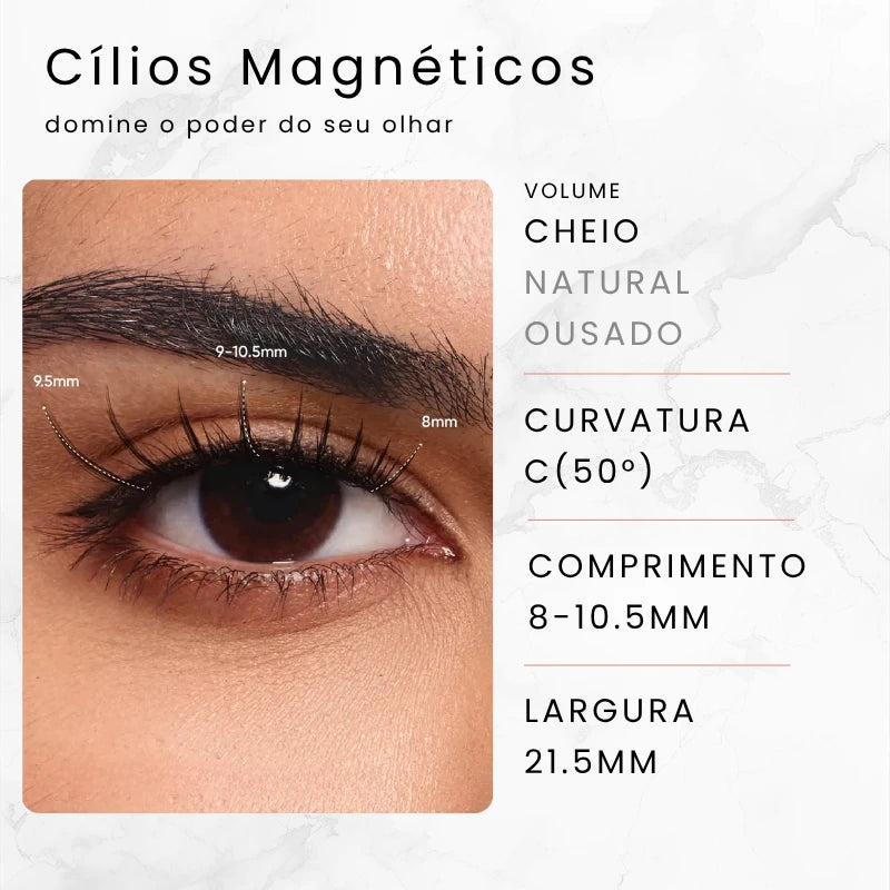Especificações técnicas dos cílios magnéticos Aurora