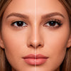 Antes e depois dos cílios magnéticos Cortezzo modelo Orquídea, comparação mostrando olhar natural e olhar com volume
